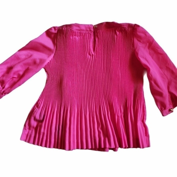 Baker by Ted Baker Pleated Long Sleeve Dressy Top Bright Pink Girl’s Size 4 - Picture 2 of 5